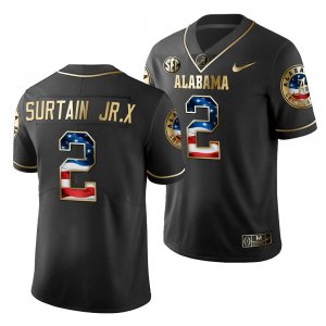 Men's Alabama Crimson Tide #2 Patrick Surtain Jr. 2019 Stars and Stripes Black Golden Limited Edition NCAA College Football Jersey 2403IKUQ3